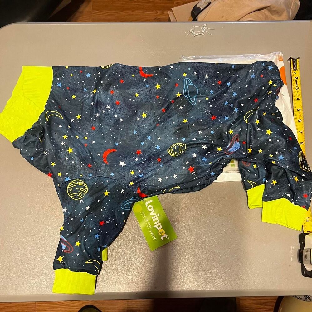 LovinPet Dog Pajamas Size XL Navy Space Galaxy Stars Onesie Jumpsuit Pitbull Lab